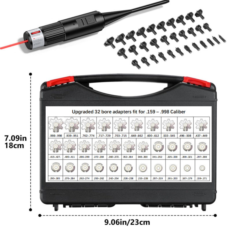 Laser Boresighter Kit - Перезаряжаемый лазерный набор, 32 адаптера, зарядка