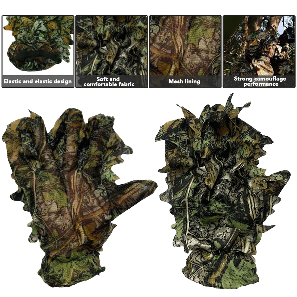 3D камуфляжные перчатки с лист – обзор и цена Outdoor Hunting Gloves